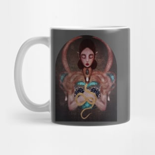 Dark Fairy With Gold Snake Reads Magic Book Manga Inspired Dark Academia Witch Mug